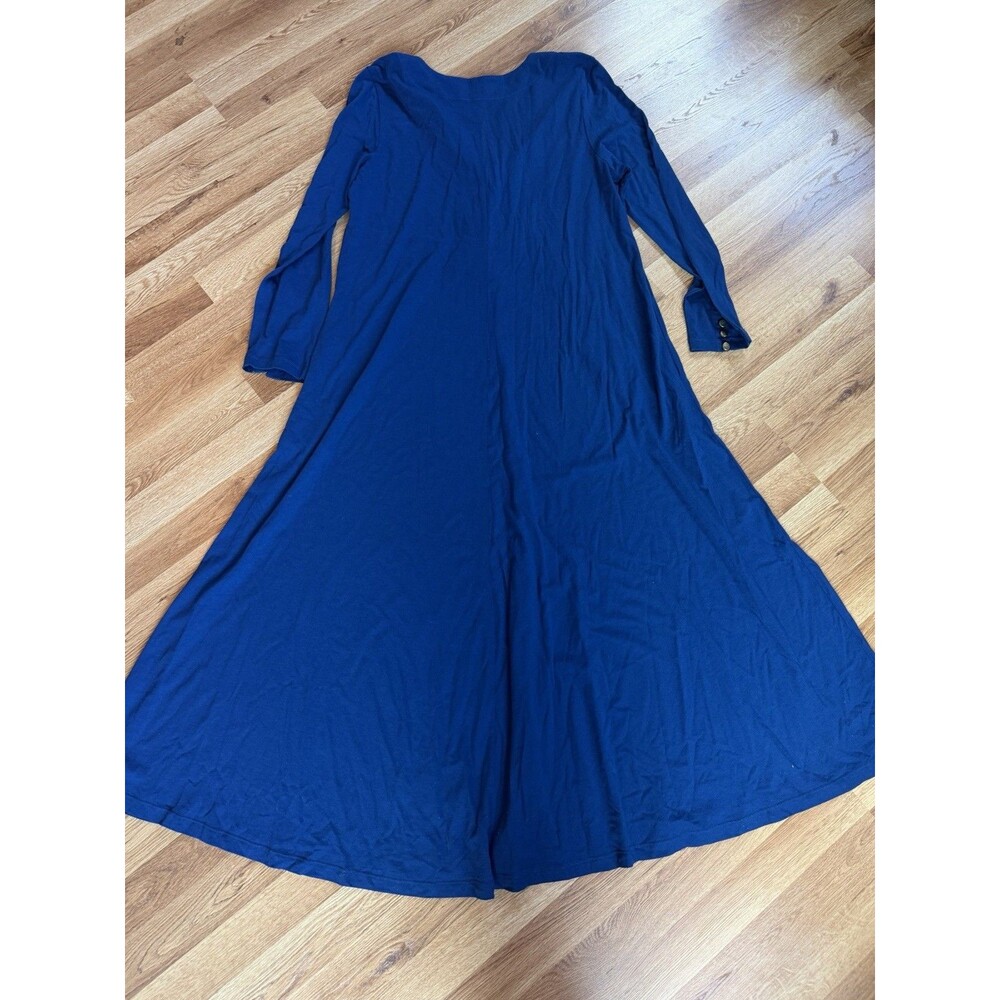 Soft Surroundings Petite L Royal Blue Lace Up Maxi Dress Long Sleeve Womens Boho - Picture 4 of 9